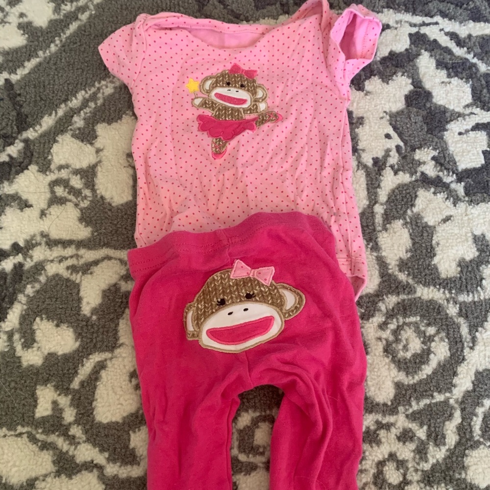 Infant girls sock monkey outfit